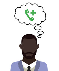 Mann überlegt - Notruf