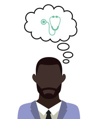 Mann überlegt - Stetoskop