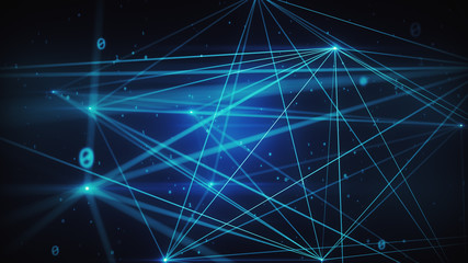 Abstract futuristic network with numbers and connections 3d illustration