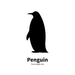 Vector illustration black silhouette of a penguin - obrazy, fototapety, plakaty