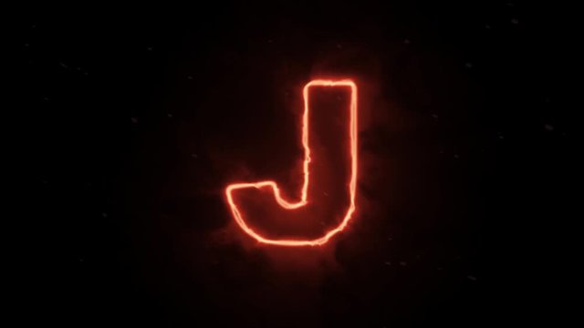 Letter J - hot burning alphabet letter symbol on dark background
