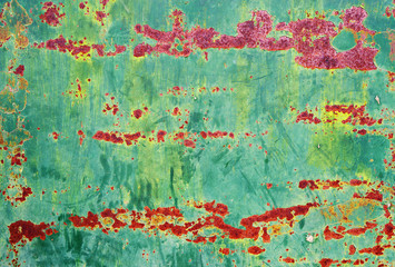 Abstract background of a rusty green metal surface