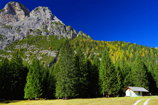 Alpine landscape in the Dolomites, Italy, Europe