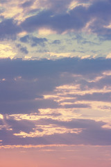 Obraz premium The vertical view Beautiful sky with couds at the sunset. Copy space. Instagram vertical view