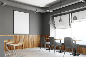 Gray bar wooden stand, poster side
