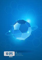 Abstract geometric soccer shape on blue BG