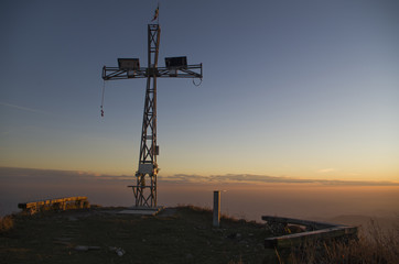 Mountain peak at sunset