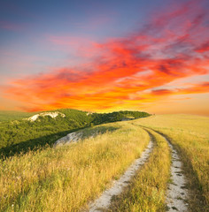 Obraz premium Road lane and deep sky.