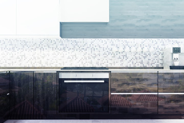 Mosaic kitchen, countertops close up toned