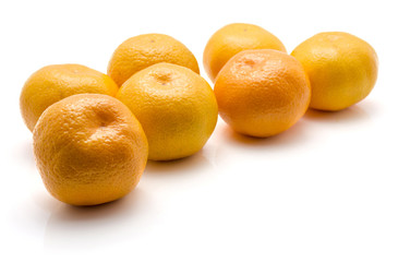 Ripe tangerines isolated on white background.