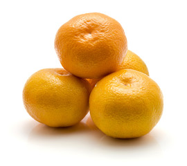 Tangerines heap isolated on white background.