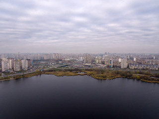 Fototapeta na wymiar aerial view of Poznyaki. Darnitskiy district, Kiev, Ukraine
