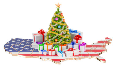 Christmas and New Year holidays in the USA concept. 3D rendering