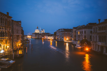 Obraz premium Venice, Italy. Grand Canal from Rialto bridge at twilight.