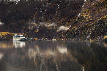 Fjord and a cruise liner