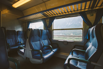 Obraz premium Interior of an Italian railway carriage. No people.