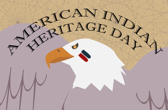American Indian Heritage Day. Bald Eagle with Blue and red Face Paint