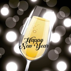 happy new year champagne glass drink blurred background vector illustration