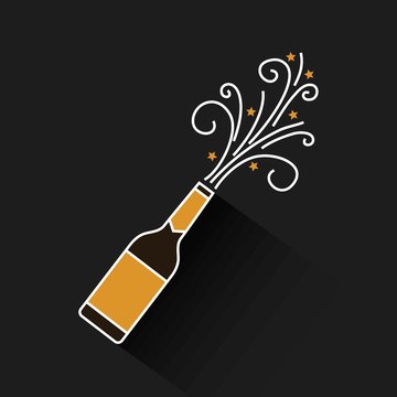 champagne bottle explosion drink celebration vector illustration