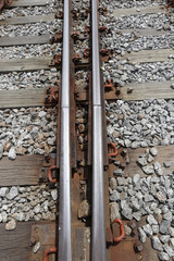 Geometric composition with train tracks in perspective