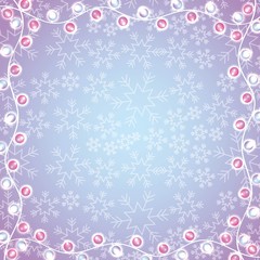 garland light border christmas background with snowflakes abstract lights vector illustration