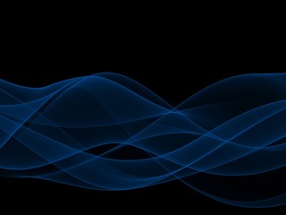 Blue Curved Abstract Background on black background