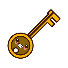Key door isolated kawaii cute cartoon