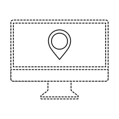 monitor computer pointer map on screen app vector illustration