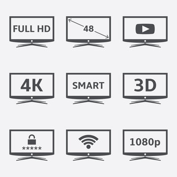 Modern LCD TV icons