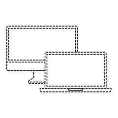 Fototapeta na wymiar monitor and laptop mockup gadget blank screen vector illustration