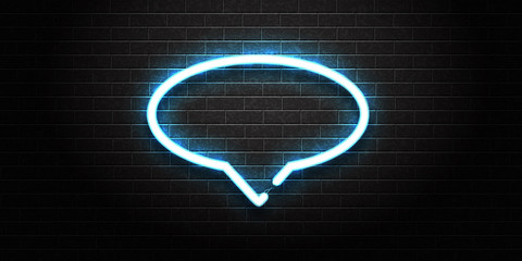 Vector realistic isolated neon speech bubble frame for decoration and covering on the wall background.