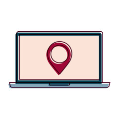 laptop pin map navigation device screen technology vector illustration