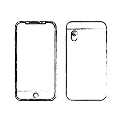 smartphone gadget didigtal front and back view design vector illustration