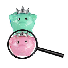 Piggy Banks and Magnifying Glass