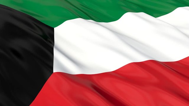 Kuwait Flag Waving. Seamless loop. 