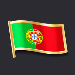 Obraz premium flag of Portugal in the form of badge, flat image