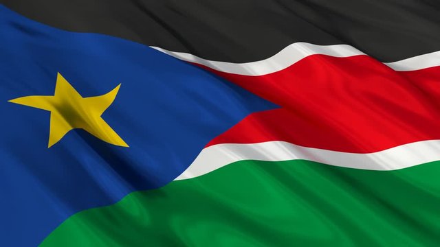 South Sudan Flag Waving. Seamless loop. 