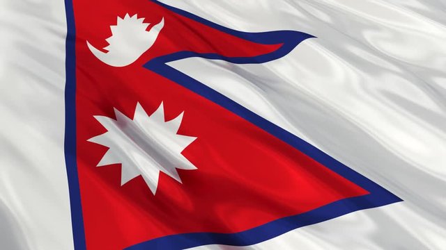 Nepal Flag Waving. Seamless loop. 