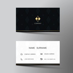 Modern business card template design. With inspiration from the abstract. Contact card for company. Two sided black and white . Vector illustration. 
