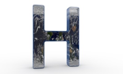 World plated letter H background paper, 3d rendering