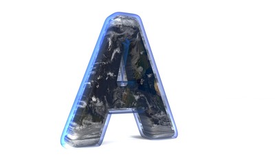 Fototapeta premium World plated letter A background paper, 3d rendering