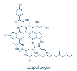 Obraz premium Caspofungin antifungal drug molecule. Skeletal formula.