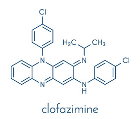 Clofazimine leprosy drug molecule. Skeletal formula.