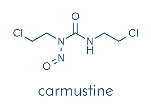 Carmustine (BCNU) cancer chemotherapy drug molecule. Skeletal formula.