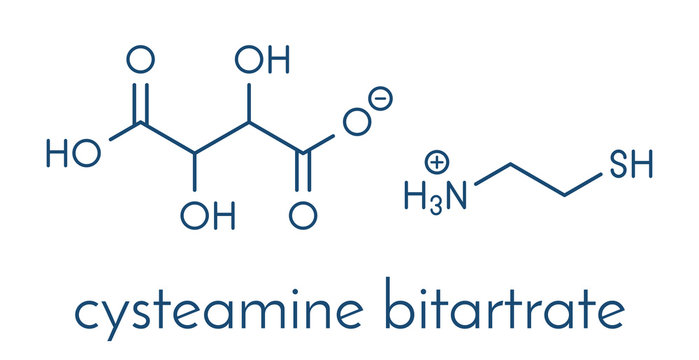 Cysteamine bitartrate Huntington's disease drug molecule.  Skeletal formula.