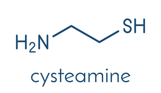 Cysteamine drug molecule.  Skeletal formula.