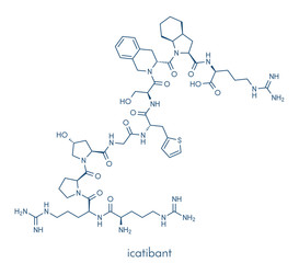 Obraz premium Icatibant hereditary angioedema drug molecule (orphan drug). Skeletal formula.