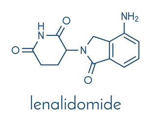 Fototapeta premium Lenalidomide multiple myeloma drug molecule. Skeletal formula.