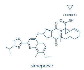 Simeprevir hepatitis C virus (HCV) drug molecule. Skeletal formula.