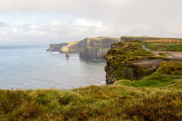 Beautiful landscape at the famous Cliffs of Moher and  O'Brien's Tower in Co. Clare, Europe, ireland